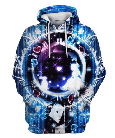 Aiw Hoodie Alice And Rabbit Watch Graphic Hoodie Blue Unisex