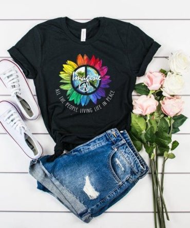 All The People Living Life In Peace Lgbt Gay Pride Rainbow Sunflower Shirts, Lgbt Pride Shirts, Lgbt Shirts, Gay Pride Shirts