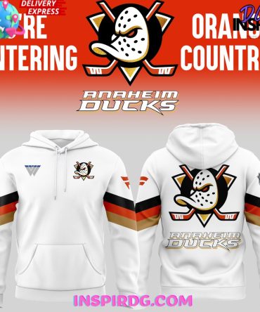 Anaheim Ducks Orange Country White Hoodie 2024