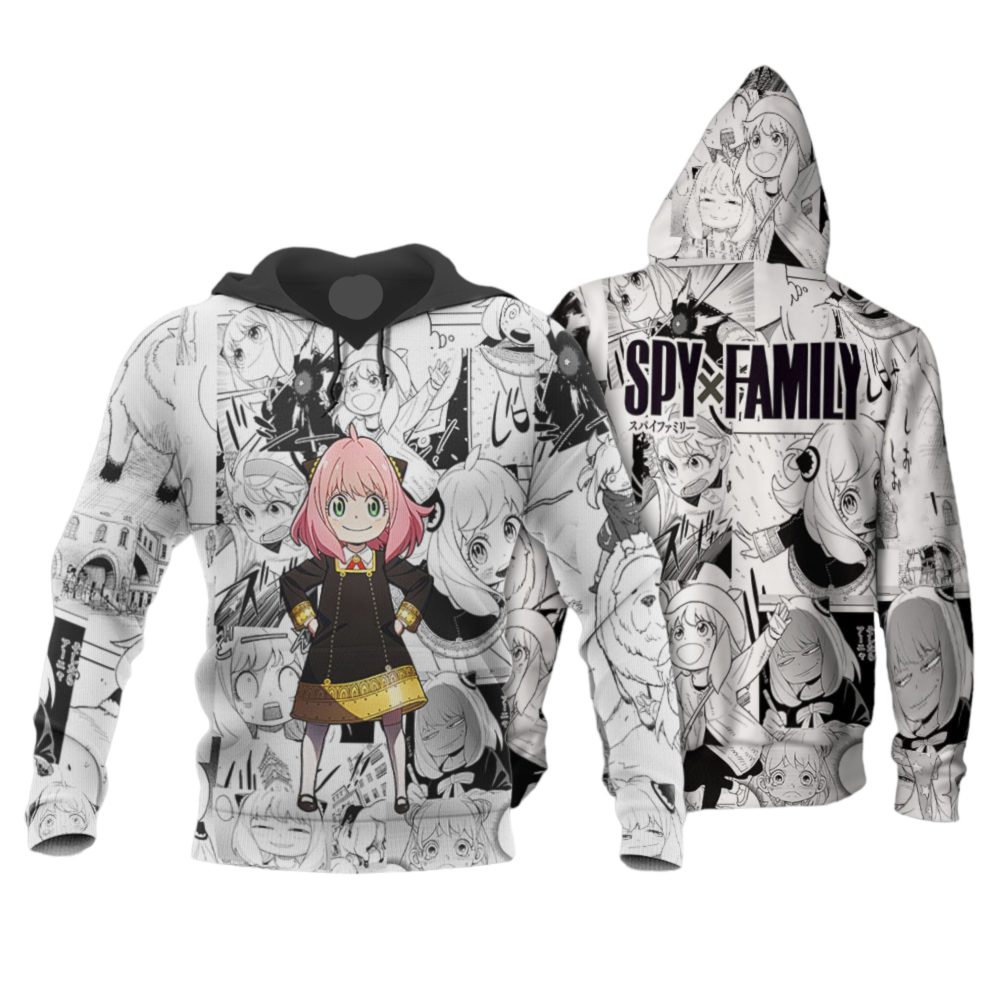 Spyxfamily Hoodie Anya Forger Pose Manga Pattern Hoodie White Unisex