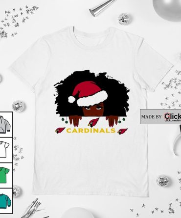 Arizona Cardinals Santa Claus Hat Black Girl Christmas Shirt