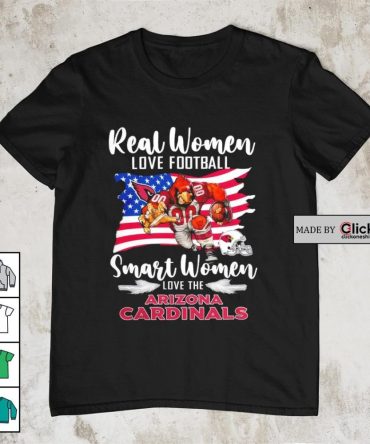 Arizona Cardinals Mascot Real Women Love Football Smart Women Love The Cardinals American Flag 2023 Shirt
