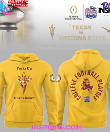 Arizona State Sun Devil Forks Up Horns Down Gold All Over Print Hoodie, 3D Hoodie