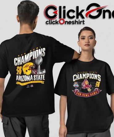 Arizona State Sun Devils 2026 Sun Bowl Champions Mascot Two-Sided T-Shirt