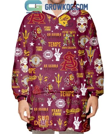 Arizona State Sun Devils Go Devils Victory Oodie Hoodie Blanket