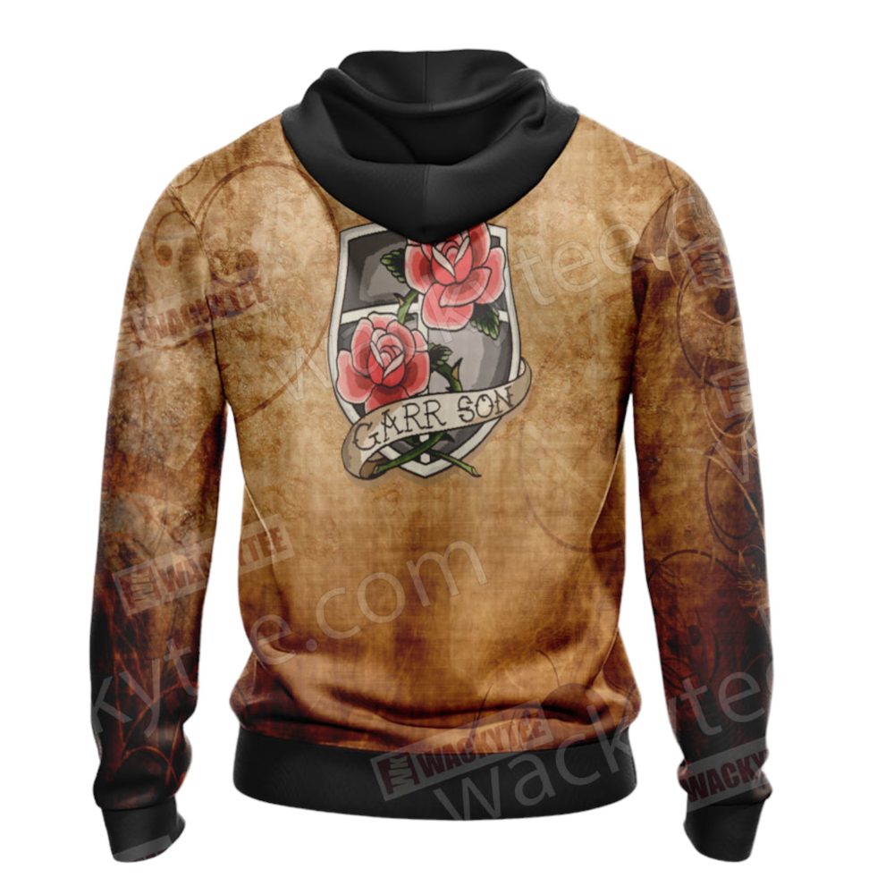 Attack On Titan Hoodie Attack On Titan Garrison Flower Hoodie Brown Unisex - Image 3