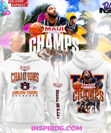 Auburn Tigers Maui Invitational Champions 2024 White Hoodie