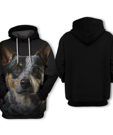 Dog Hoodie Australian Cattle Dog Face Graphic Hoodie Black Unisex