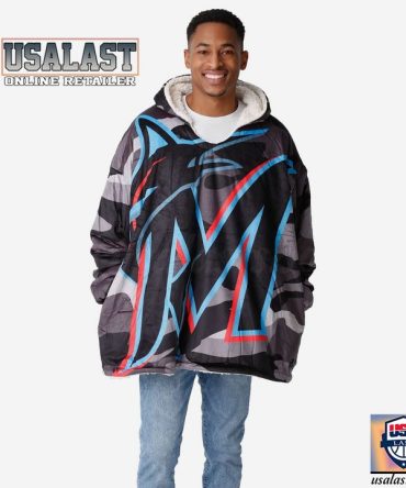 Miami Marlins Camouflage Blanket Hoodie Hoodie Blanket
