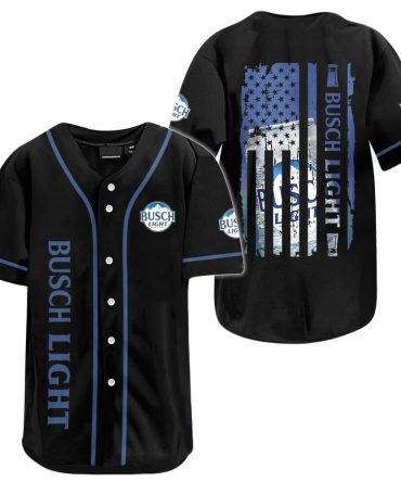 Busch Light Baseball Jersey - Stylish Black Patriotic Design, Perfect For Fans & Casual Wear