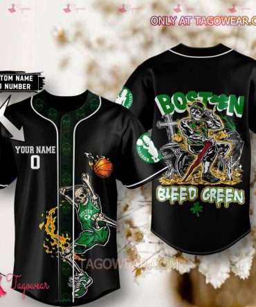 Custom Boston Celtics Jersey - Personalized Name & Number - Unique Bleed Green Design