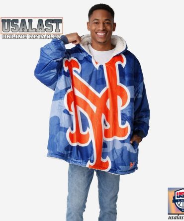 New York Mets Camo Fleece Oodie, Blanket Hoodie Hooded Blanket