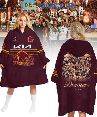Brisbane Broncos 2025 Nrl Premiers Oodie Hoodie Blanket
