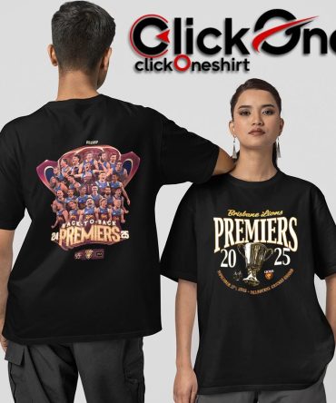 Brisbane Lions 2025 Back-To-Back Premiers Two-Sided T-Shirt