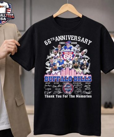 Buffalo Bills Skyline 66Th Anniversary 1960-2026 Players Signatures Thank You For The Memories Unisex Shirt