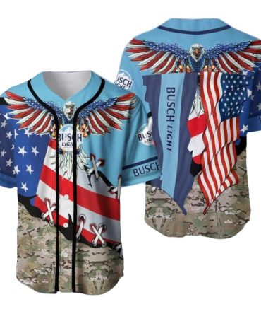 Patriotic Eagle Baseball Jersey - American Flag Busch Light Design - Perfect For Fans & Collectors