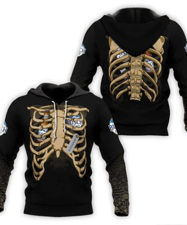 Busch Light Hoodie Busch Light Halloween Ribcage Hoodie Black Unisex