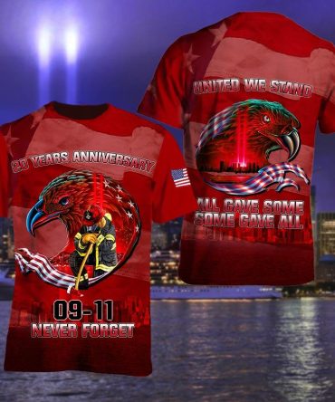 Patriot Day T-Shirt September 11Th Shirt 20 Years Anniversary 09-11 Never Forget Red T-Shirt Patriot Day