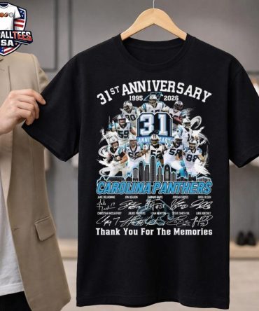 Carolina Panthers Skyline 31Th Anniversary 1995-2026 Players Signatures Thank You For The Memories Unisex Shirt