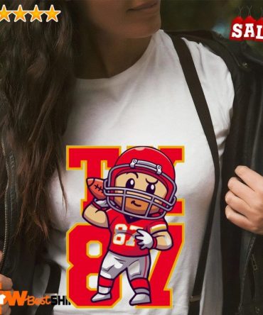 Cartoon Travis Kelce Playing Football Shirt
