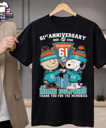 Charlie Brown And Snoopy X Miami Dolphins 61Th Anniversary 1965-2026 Thank You For The Memories Unisex Shirt