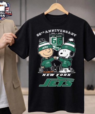 Charlie Brown And Snoopy X New York Jets 66Th Anniversary 1960-2026 T-Shirt
