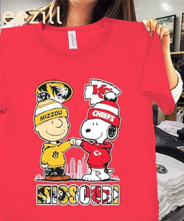 Charlie Brown Mo Tigers & Snoopy Kc City Chiefs 75Th Anniversary Shirt