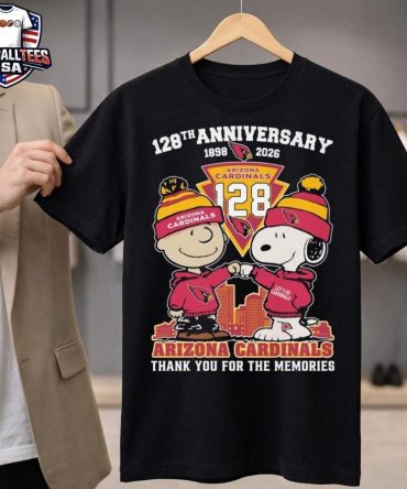 Charlie Browns And Snoopy X Arizona Cardinals 128Th Anniversary 1898-2026 Thank You For The Memories Unisex Shirt