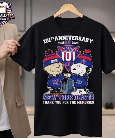 Charlie Browns And Snoopy X New York Giants 101Th Anniversary 1925-2026 Thank You For The Memories Unisex Shirt