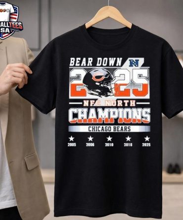 Chicago Bears Nfc North Champions Bear Down 2005 2006 2010 2018 2025 Unisex Shirt