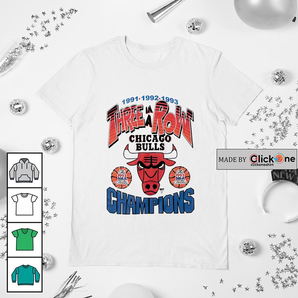Chicago Bulls 1991 1992 1993 Three In A Row The 1993 Nba Finals Retro Shirt