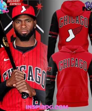 Chicago Baseball Fan Gear: Red Striped Hoodie – Limited Edition, Fast Delivery
