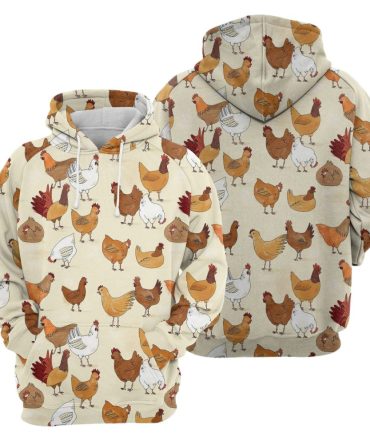 Chicken Hoodie Cartoon Chicken Family Pattern Hoodie Colorful Unisex