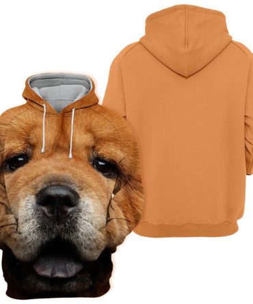 Dog Hoodie Chow Chow Dog Face Graphic Hoodie Brown Unisex