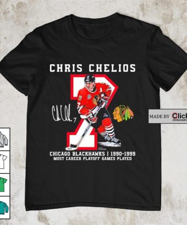 Chris Chelios Chicago Blackhawks 1990 1999 Most Career Playoff Games Played Shirt