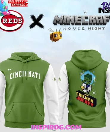 Cincinnati Reds X Minecraft Chicken Jockey Movie Night All Over Print Hoodie
