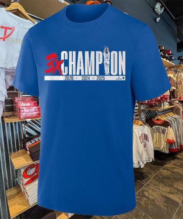 Clayton Kershaw 3X Three-Time Champion 2020 2024 2025 T-Shirts