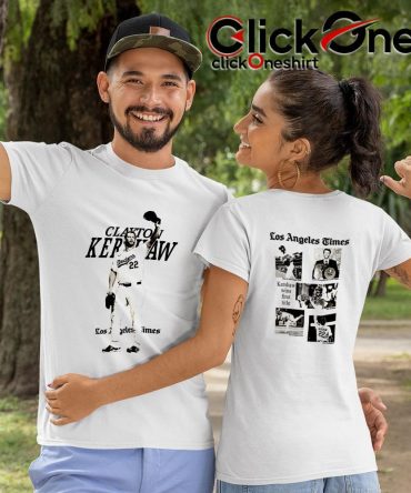 Clayton Kershaw Los Angeles Times Kershaw Wins First Title Two-Sided T-Shirt