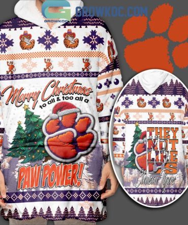 Clemson Tigers Paw Power They Not Like Us Christmas Oodie Hoodie Blanket