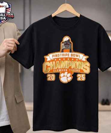 Clemson Tigers Pinstripe Bowl Champions 2025 Trophy Unisex Shirt