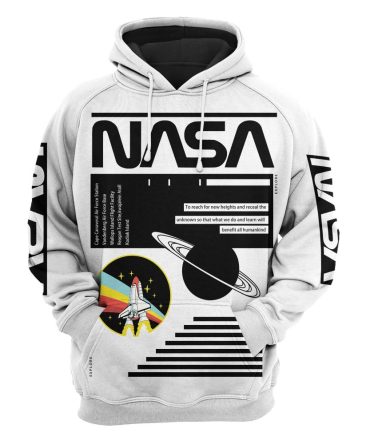 Nasa Hoodie Nasa Spaceship And Planet Graphic Hoodie Black White Unisex
