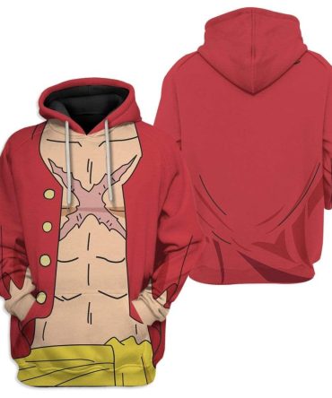 One Piece Hoodie One Pieace Luffy Main Character Costume T-Shirt Red Unisex