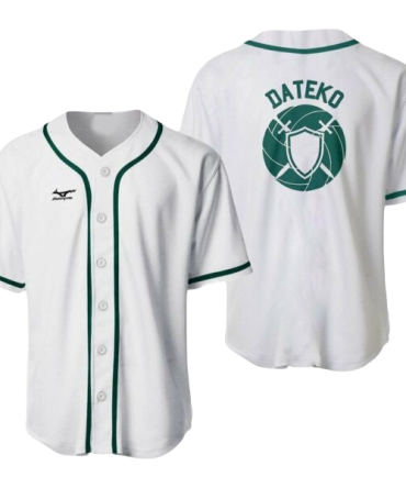 Dateko Volleyball Team Jersey - Authentic Anime-Inspired Sportswear, White/Green, Unisex