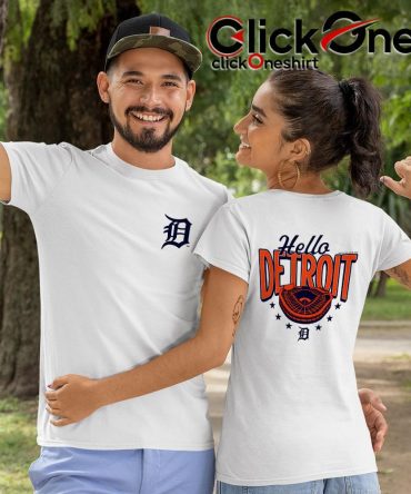 Detroit Tigers Hello Detroit Stadium Two-Sided T-Shirt