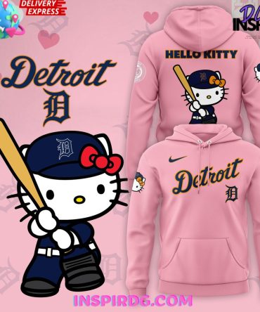 Detroit Tigers X Hello Kitty 2024 Pink Hoodie
