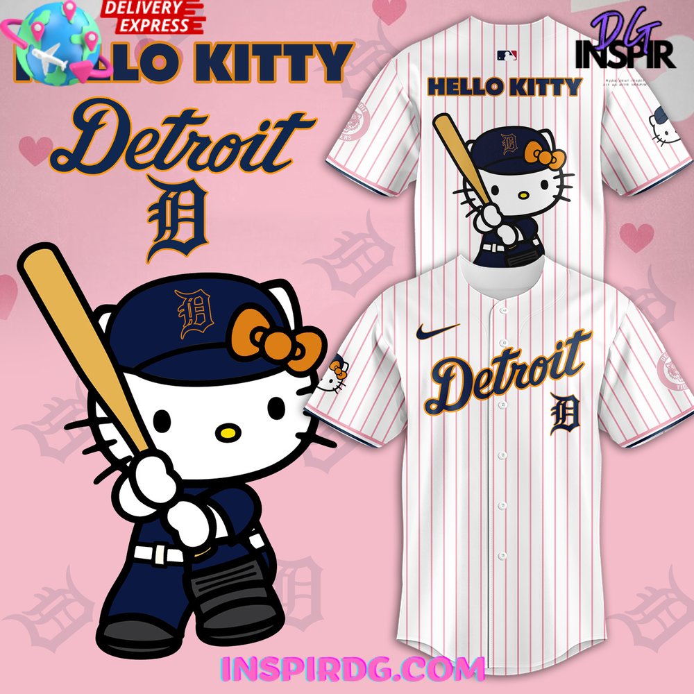 Detroit Tigers X Hello Kitty 2024 Stripe Baseball Jersey