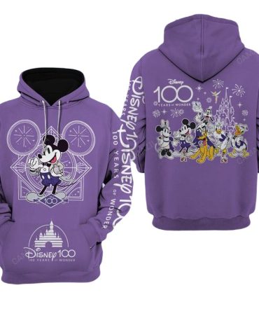 Disney Hoodie Celebration Disney 100 Years Of Wonder Hoodie Purple Unisex Adults New Release