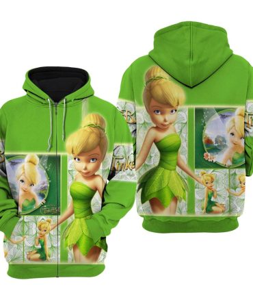 Tinker Bell Zip Hoodie Green Fairy Tinker Bell Zip Hoodie Green Unisex