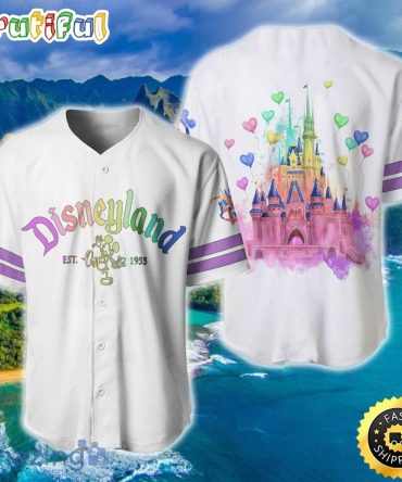 Disneyland Magic Kingdom Rainbow White Disney Baseball Jersey Shirt