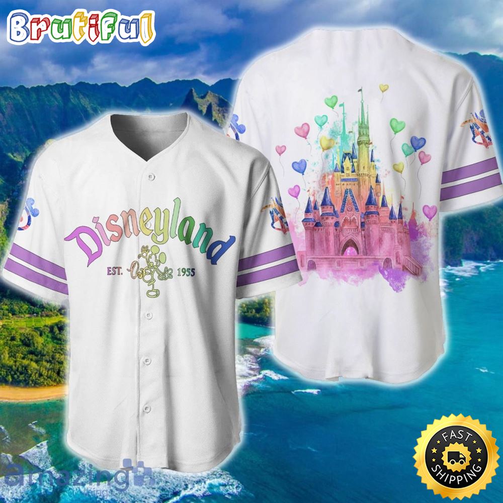 Disneyland Magic Kingdom Rainbow White Disney Baseball Jersey Shirt